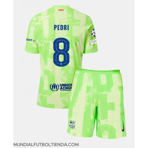 Camiseta Barcelona Pedri Gonzalez #8 Tercera Equipación Replica 2024-25 para niños mangas cortas (+ Pantalones cortos)